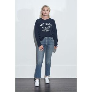 Mother The Hustler Ankle Fray Jeans Blue Medium Wash High Rise Bootcut Crop 24
